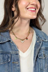 Charm Necklace With Pearl Heart
