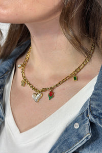 Charm Necklace With Pearl Heart