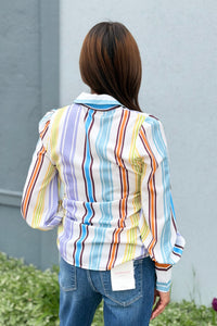 Bold Print Large Collar Shirt - Stripe