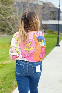 Eupin Floral Round Neck Knit Printed Sweater