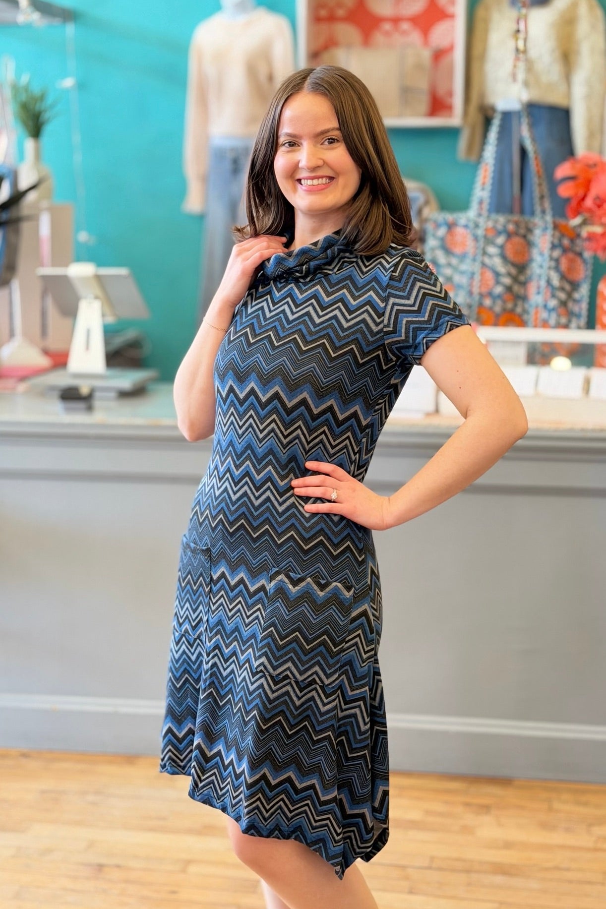 Stripe Print Winter Tunic Dress