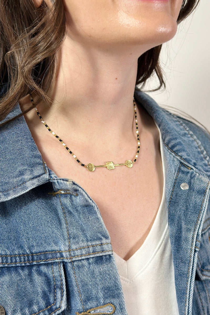 Axis Beaded Necklace Gold