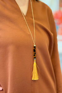 Bar + Tassel Pendant - Mustard