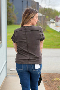 Textured Short Sleeve Top - Grey