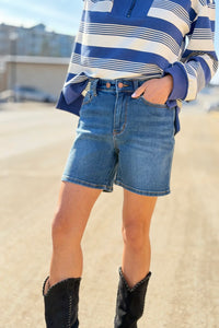 High Waisted 2 Button Mid Length Dad Shorts
