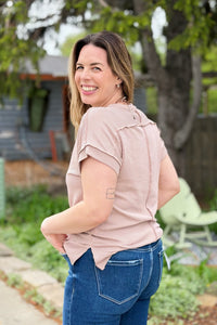 Textured Short Sleeve Top - Khaki