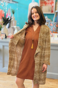 Open Front Midi Blazer - Mocha