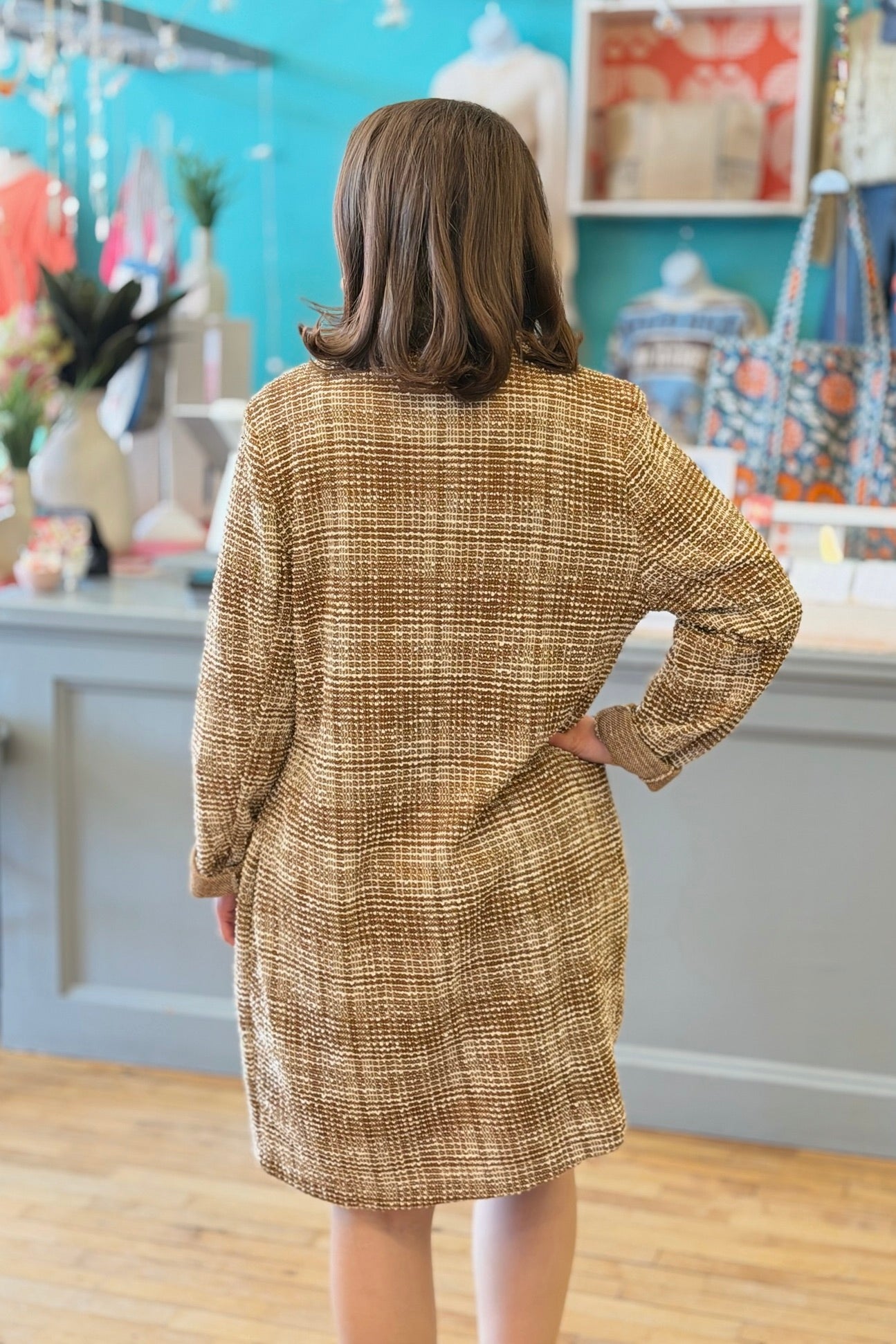 Open Front Midi Blazer - Mocha