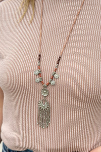 Back Lariat Charm Medallion Necklace