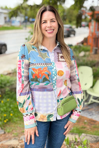 Bold Print Large Collar Shirt - Multi