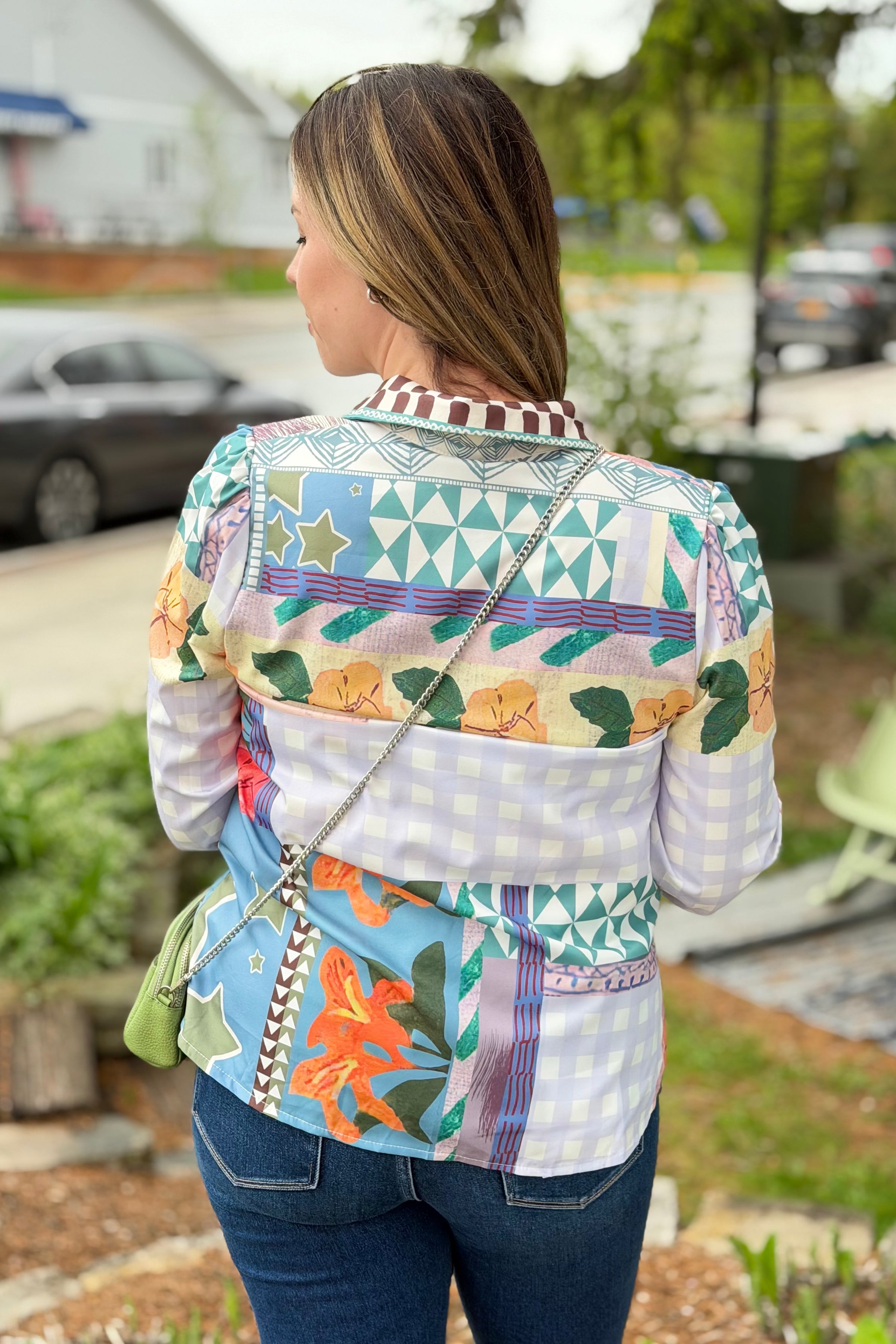 Bold Print Large Collar Shirt - Multi
