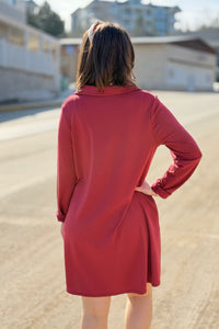 French Terry A Line Dress - Cabernet