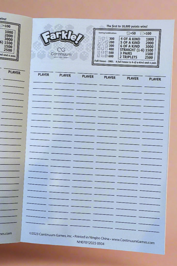 Farkle! Score Pads