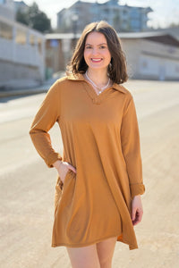 French Terry A Line Dress - Marigold