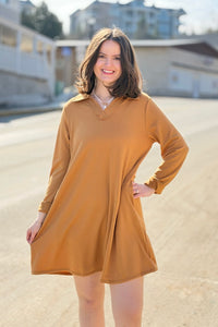 French Terry A Line Dress - Marigold