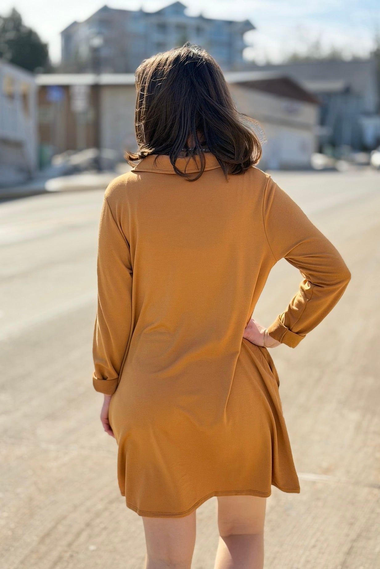 French Terry A Line Dress - Marigold