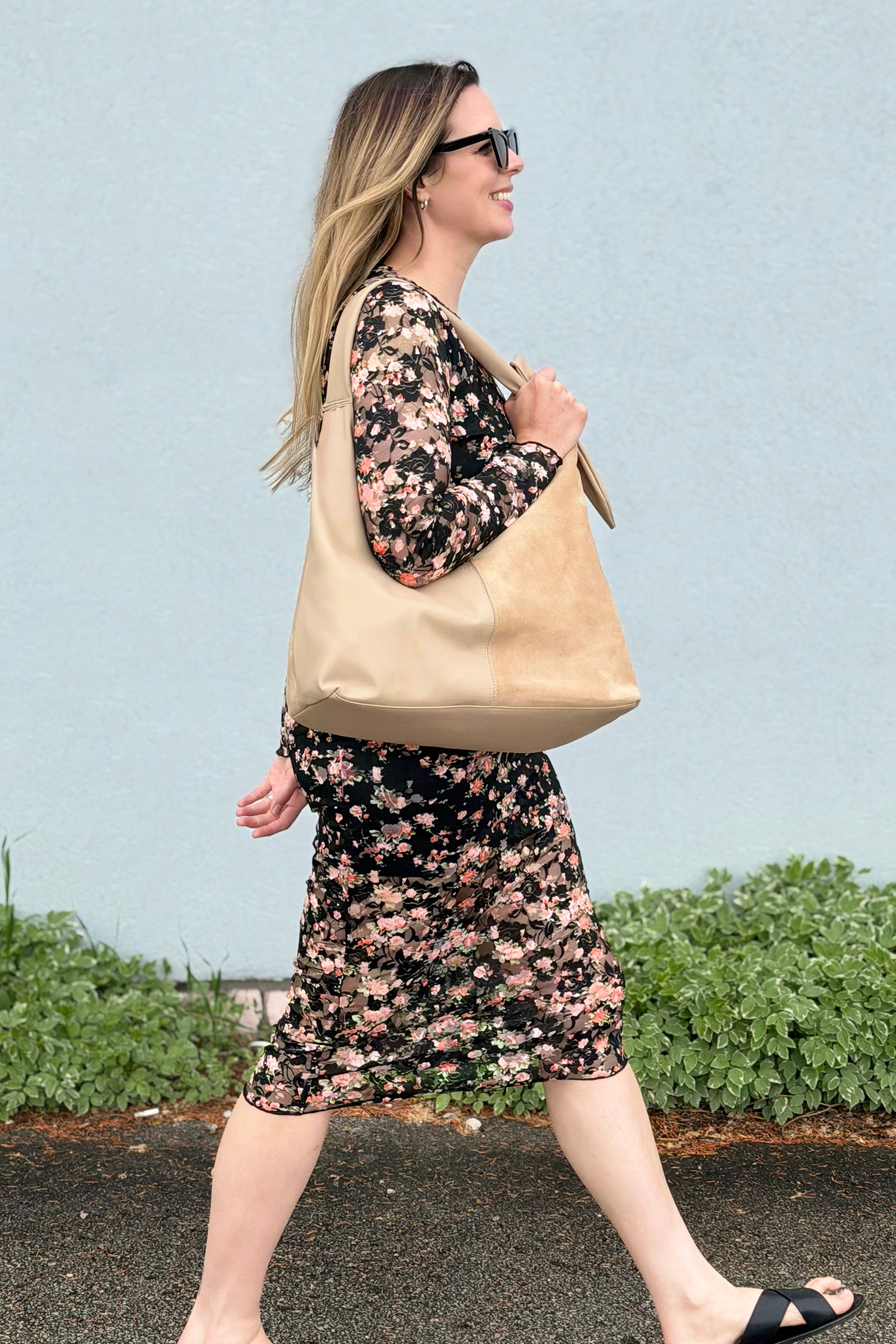 Hazel Genuine Suede Knot Hobo - Natural