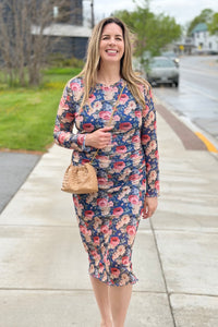 Printed Mesh Dress - Ink Teal