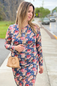 Printed Mesh Dress - Ink Teal