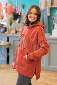 Stripe Mix Hoodie - Red