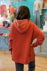 Stripe Mix Hoodie - Red