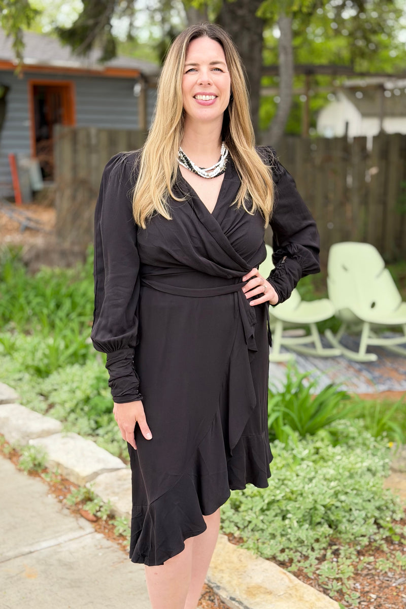Asymmetric Wrap Midi Dress