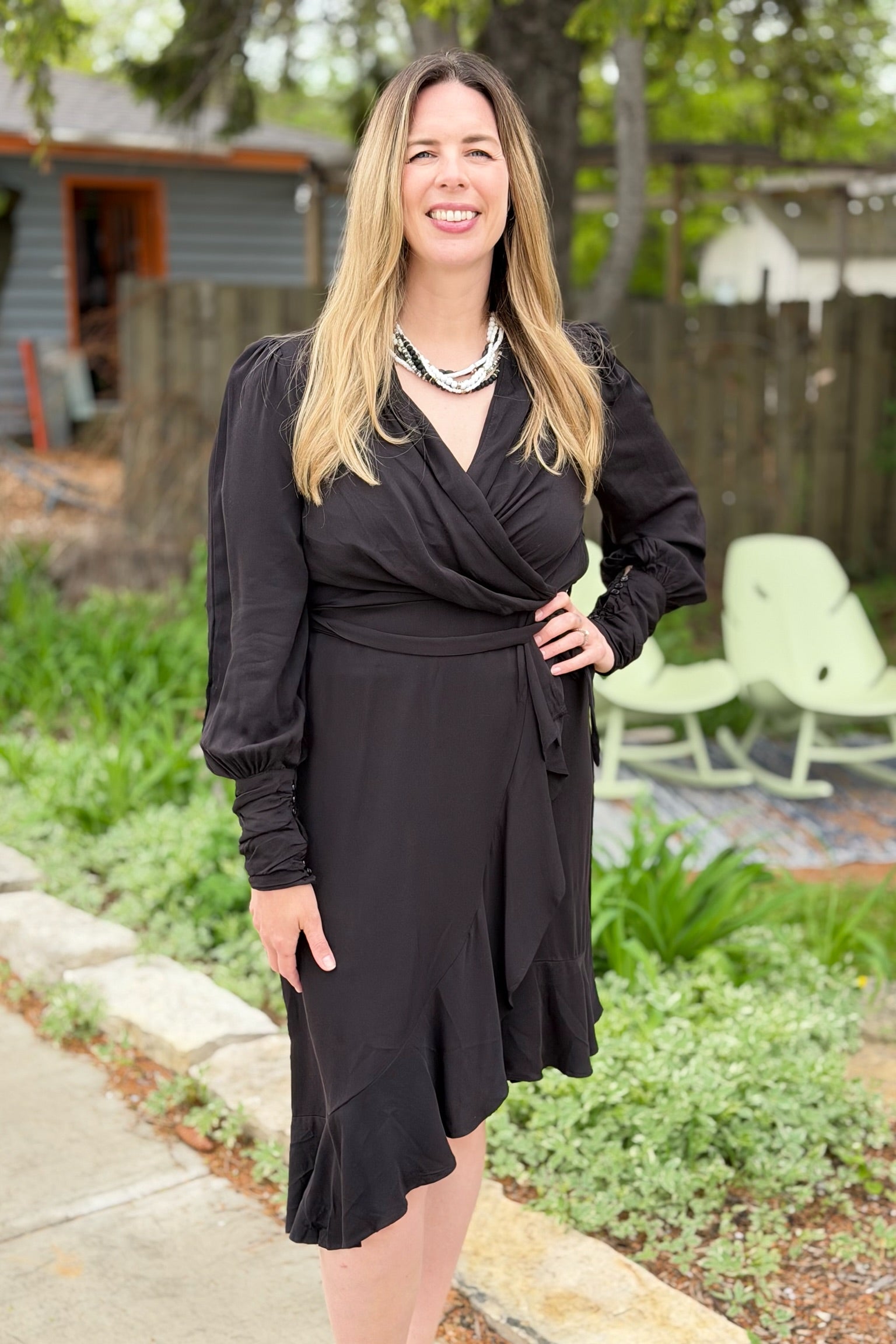 Alice Beaded Layered Necklace Black