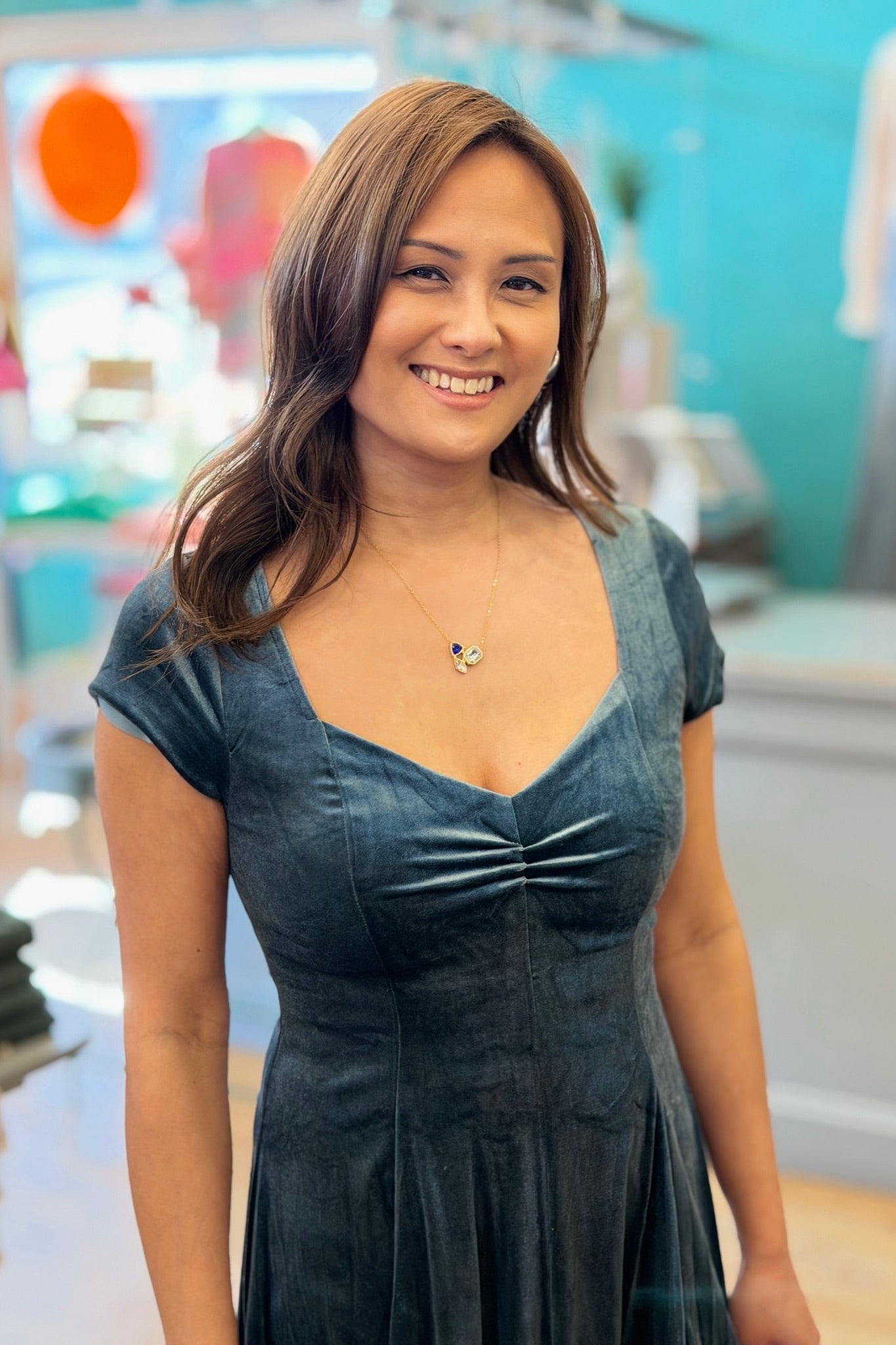 Sweetheart Velvet Dress - Teal