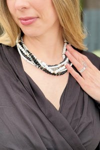 Alice Beaded Layered Necklace Black