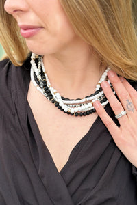 Alice Beaded Layered Necklace Black