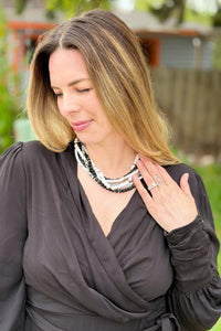 Alice Beaded Layered Necklace Black