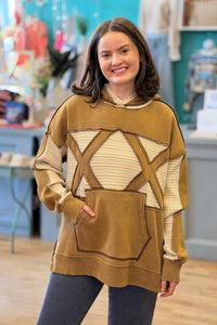 Stripe Mix Hoodie - Mocha
