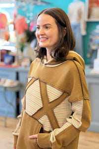 Stripe Mix Hoodie - Mocha