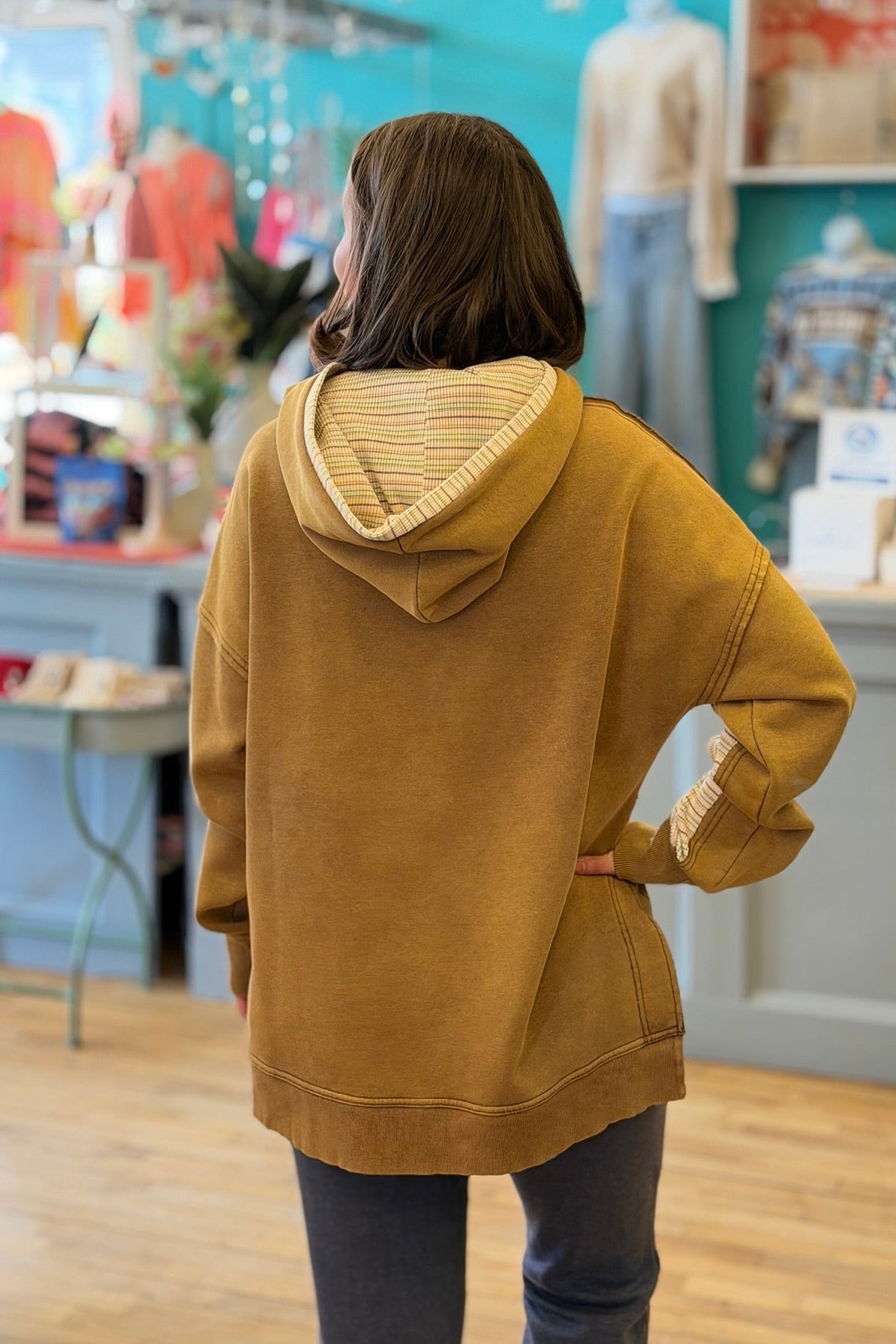 Stripe Mix Hoodie - Mocha
