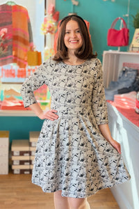 Dog Print Vintage Inspired Winter Tunic Dress