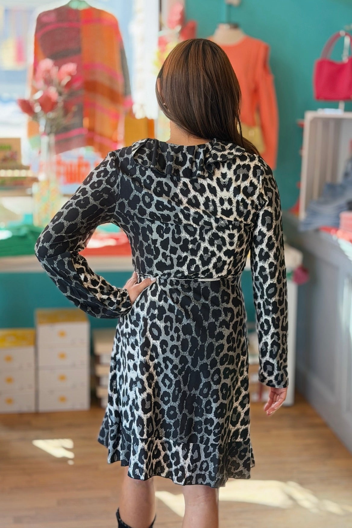 Animal Print Wrap Dress