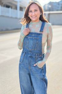 Lace See Through Top - Sage