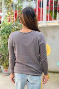Asymmetric Button Closure Cardigan - Charcoal