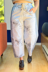 Printed Pull-on Pants - Blue Daisy