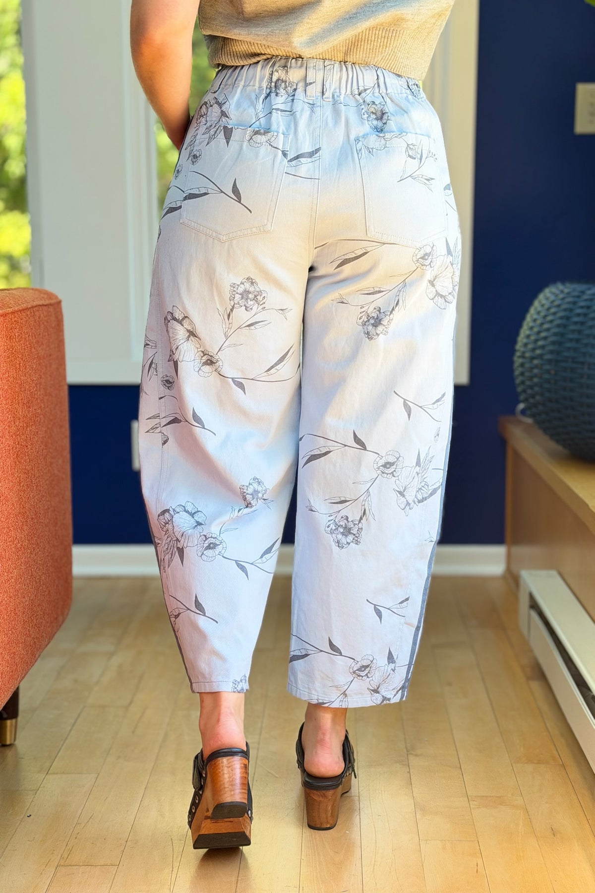 Printed Pull-on Pants - Blue Daisy