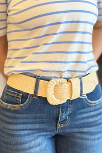 Stretchable Raffia Belt Natural