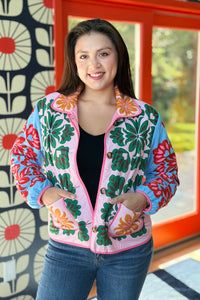 Vintage Contrast Floral Jacket