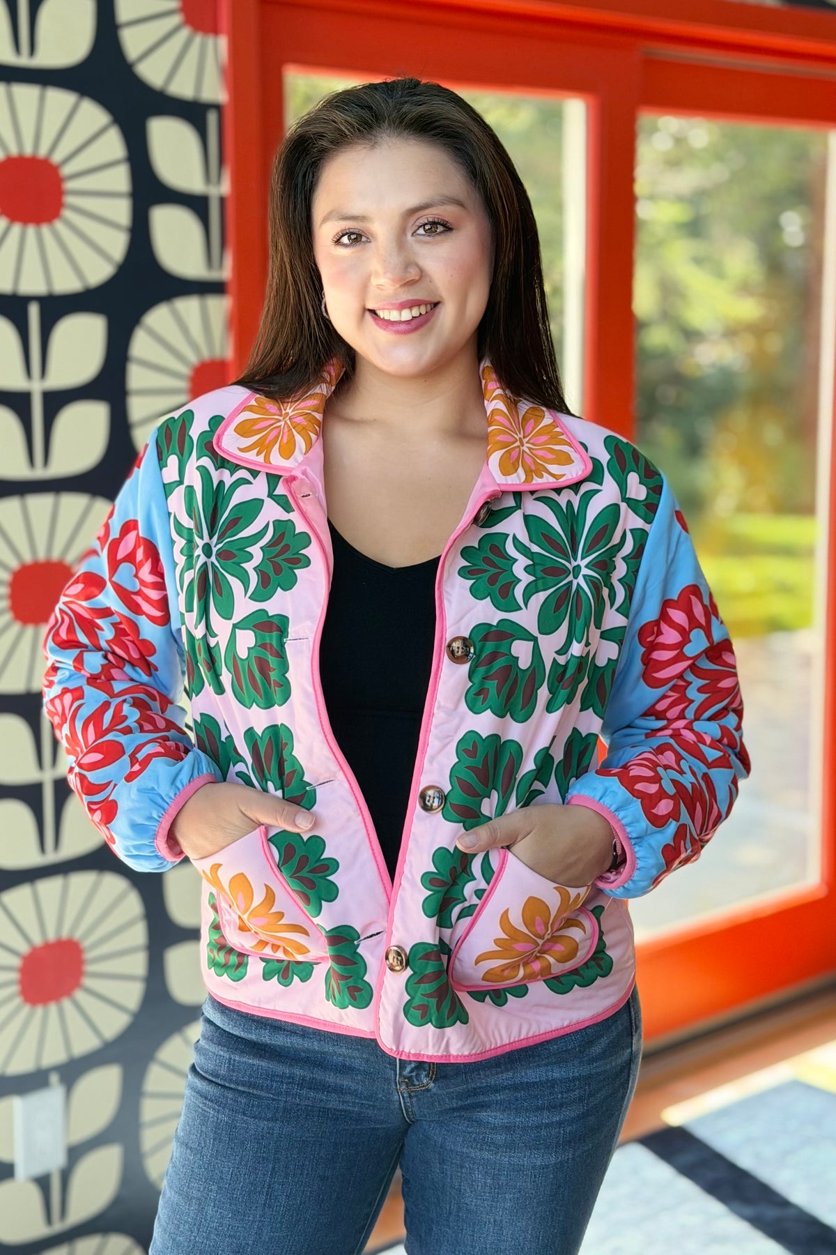 Vintage Contrast Floral Jacket
