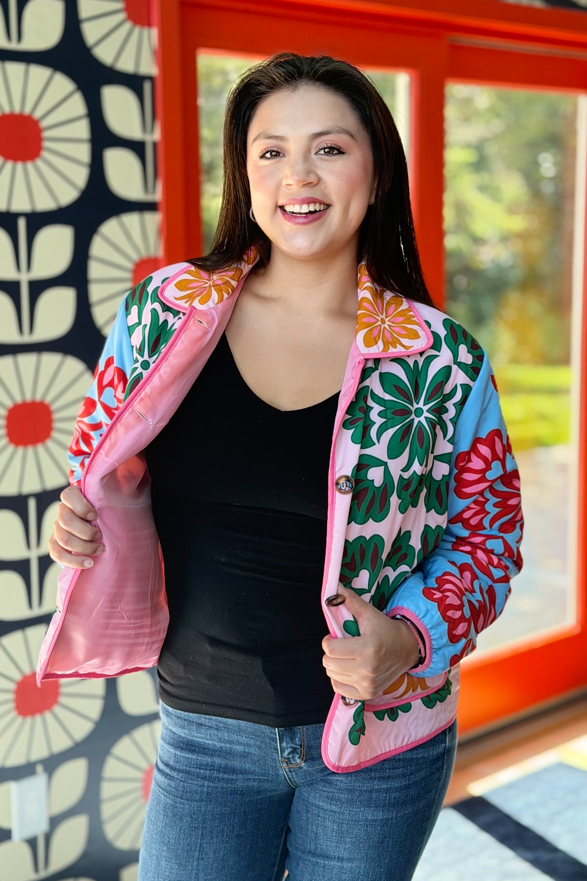 Vintage Contrast Floral Jacket