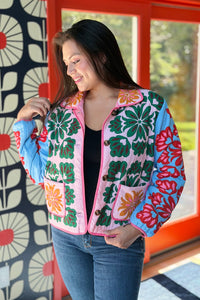 Vintage Contrast Floral Jacket
