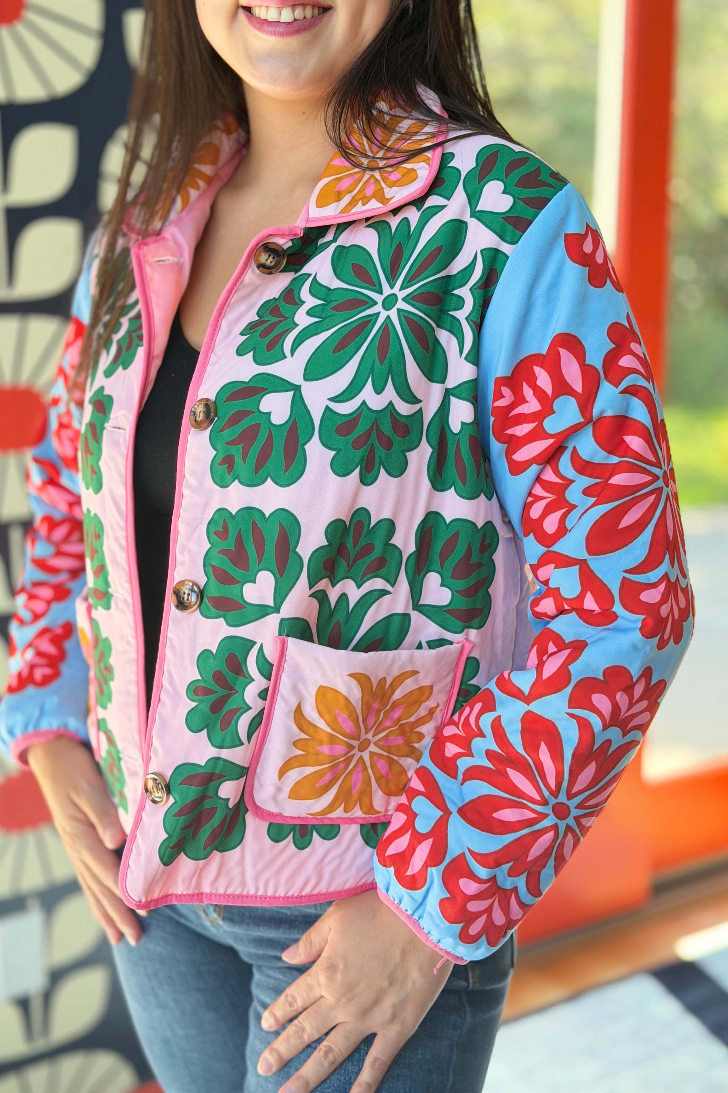 Vintage Contrast Floral Jacket