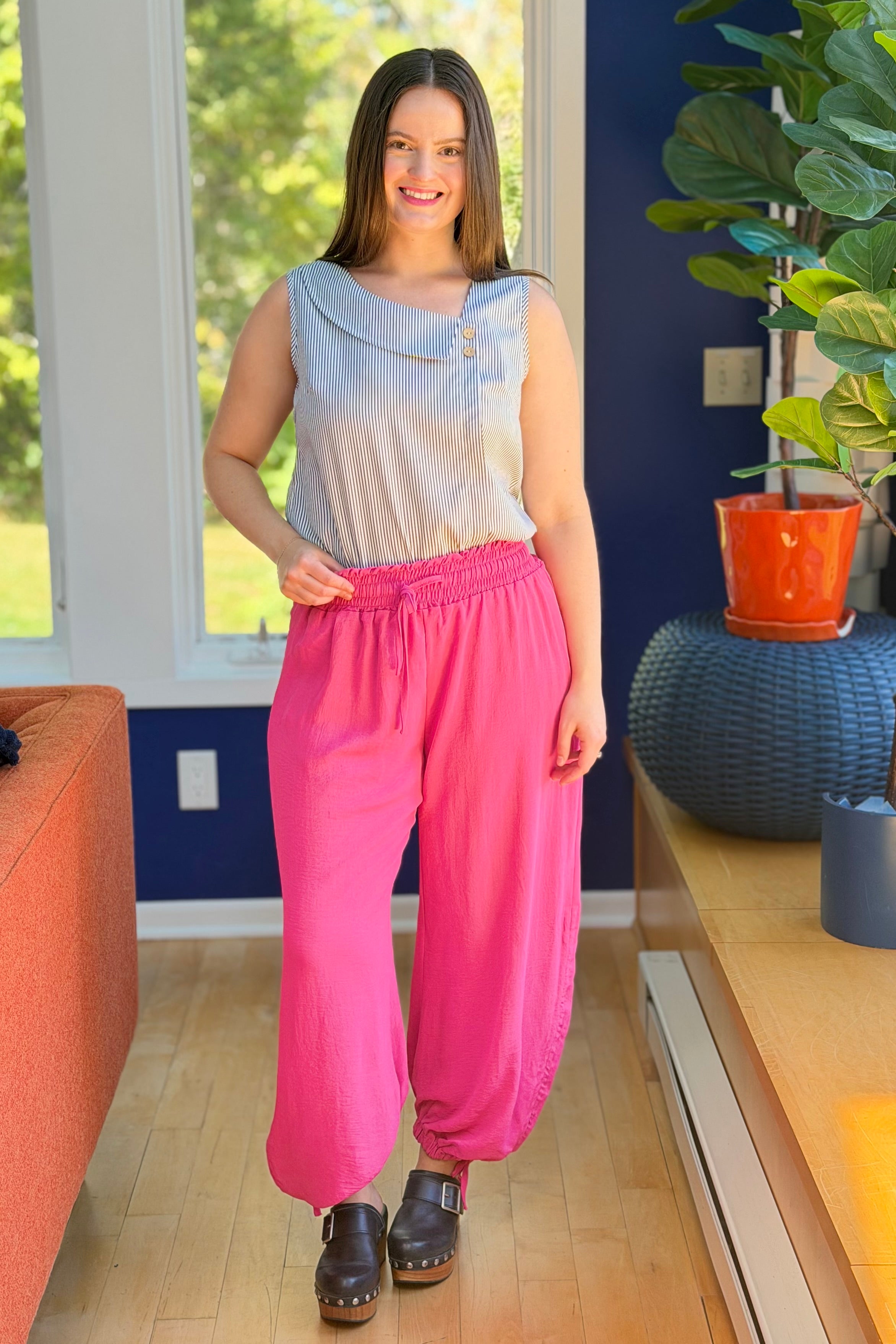 Drawstring Lace-Up Bloomers - Pink