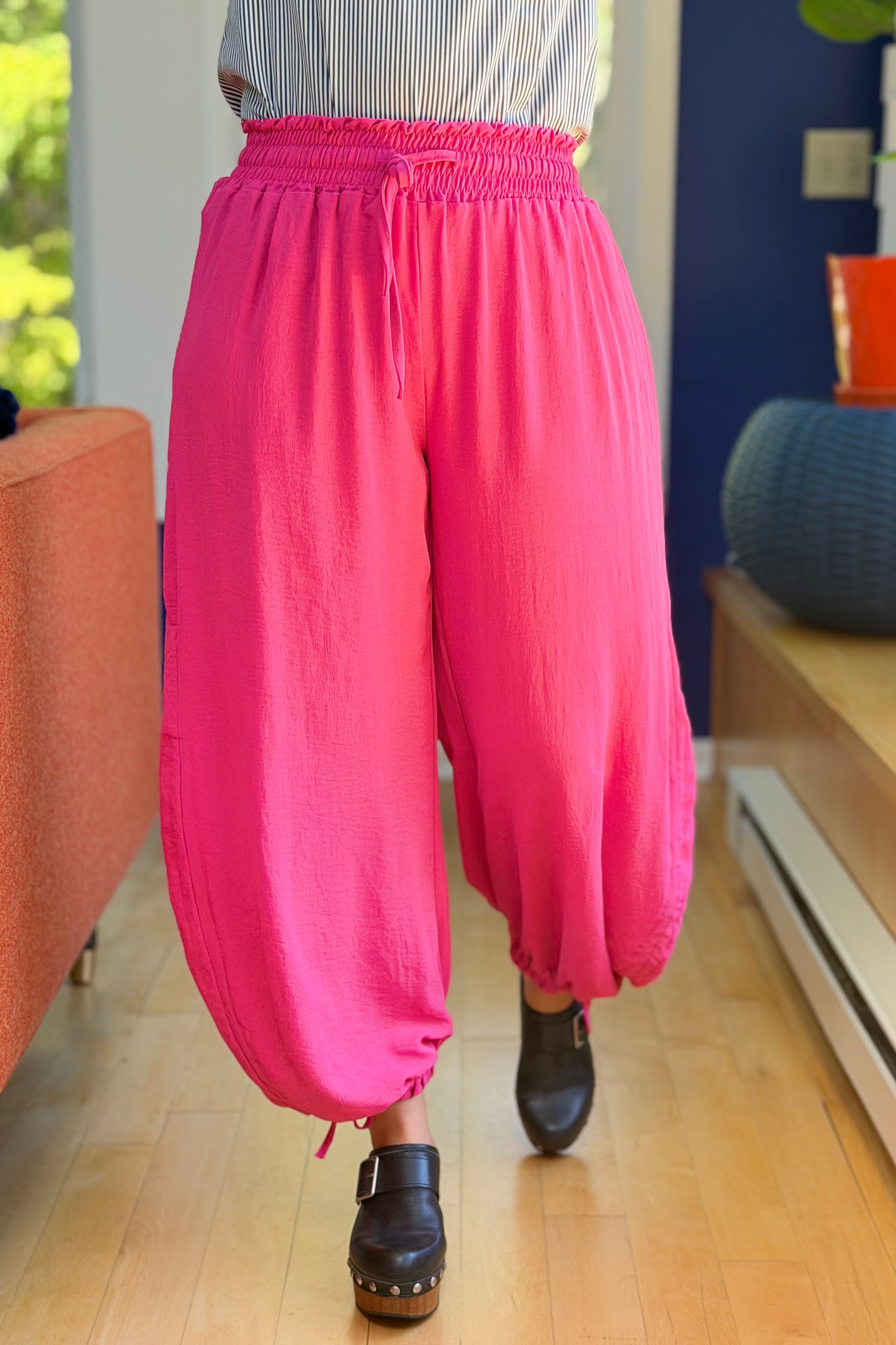 Drawstring Lace-Up Bloomers - Pink