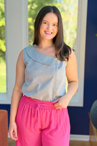 Casual Slant Collar Striped Top