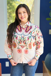 Western Boho Multi-Colored Floral Shirt